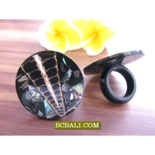 Balinese Seashells Finger Rings Resin Motif 